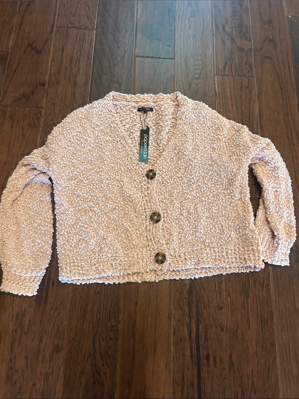 NEW Papermoon Textured Chunky Button Blush Pink Cardigan